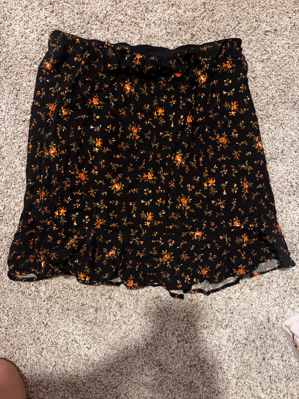 Madewell Black Floral Ruffle Hem Skirt